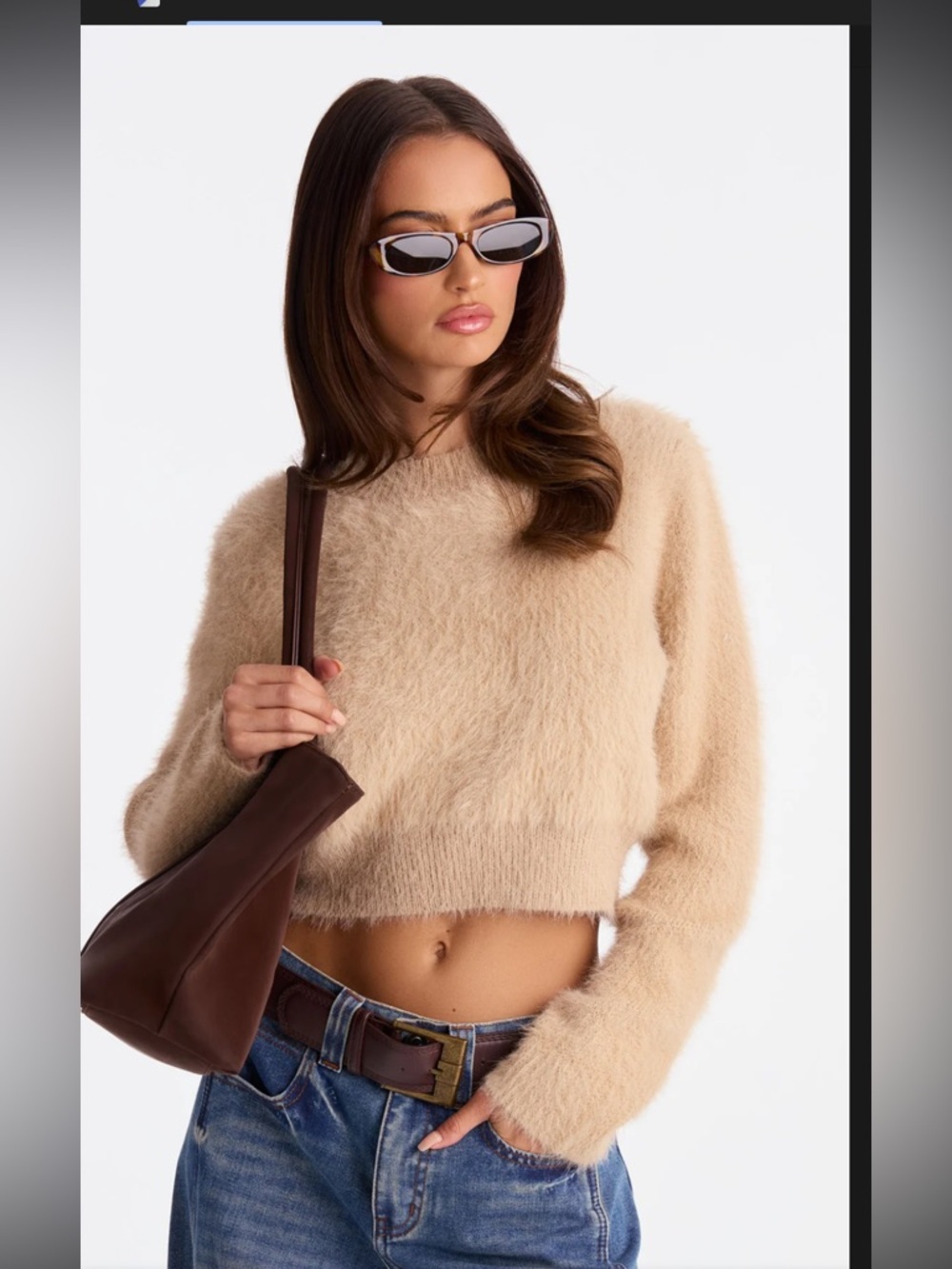 Fashion Nova Camisa Top Fur Baby cropped Sweater S